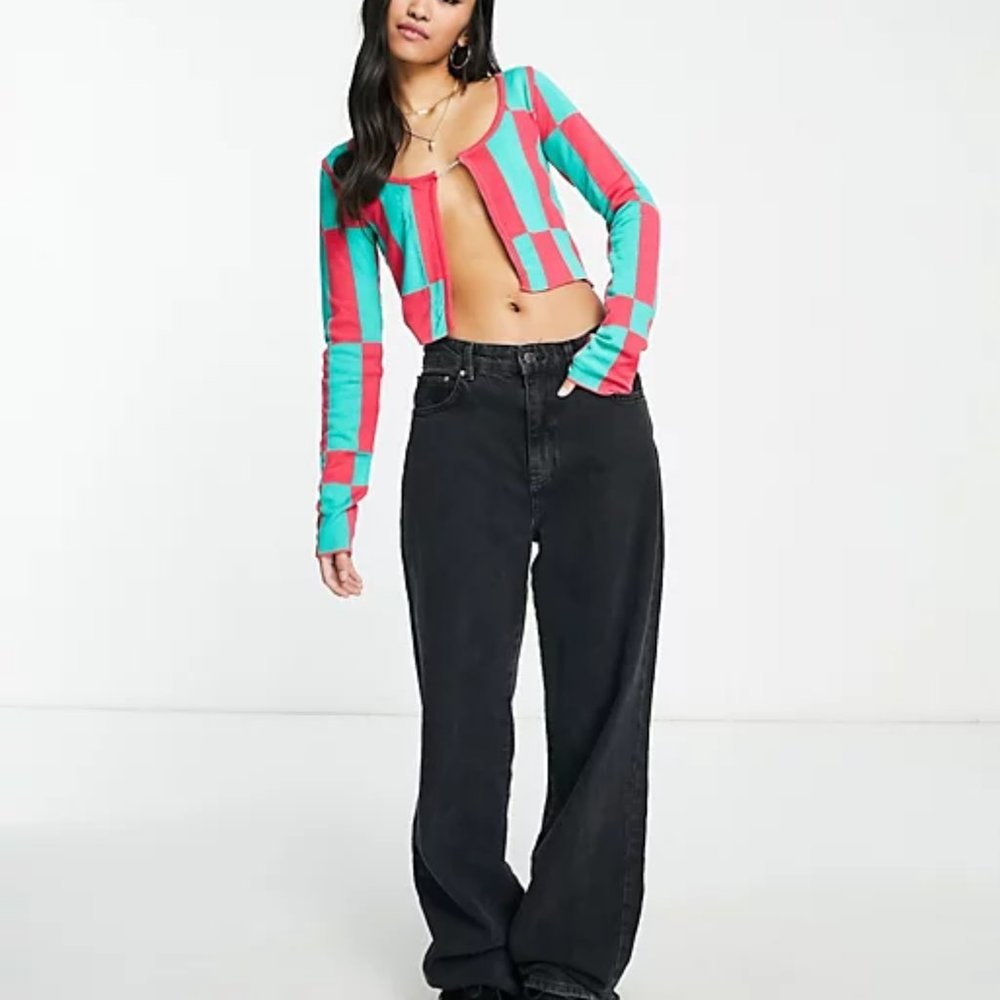 NWT Bailey Rose Cardigan in Pink and Green Check Size Small